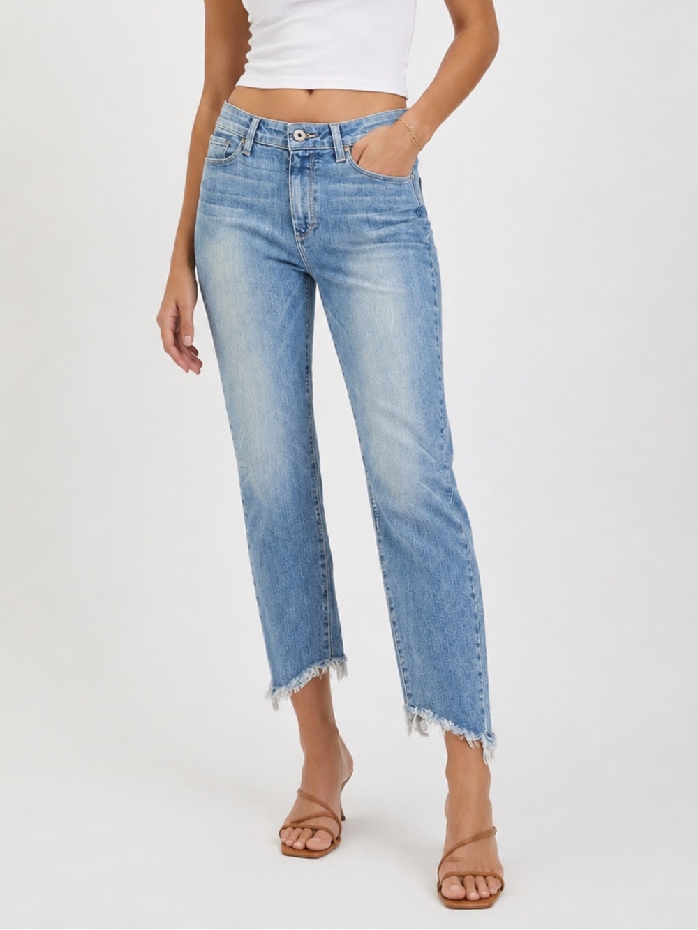 PAIGE Hoxton Crop Raw Hem Jeans Size 28 Light Wash